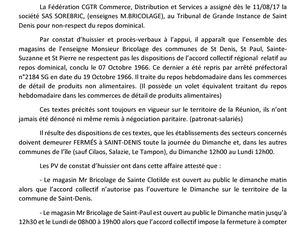 Repos dominical - La justice donne raison à la CGTR