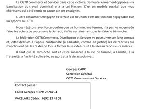 Repos dominical - La justice donne raison à la CGTR